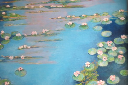 Une belle toile à la manière de Monet de 110 sur 100 cm Une belle toile à la manière de Monet de 110 sur 100 cm