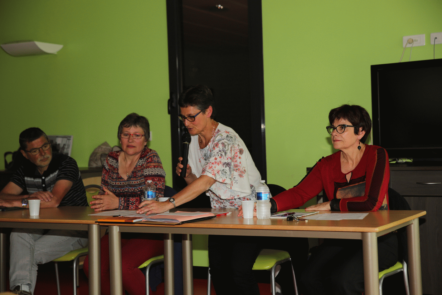 Au bureau, Christian Thouvenot, Sylvie Marchand, Dominique Griffaton, et Corinne Gasperini