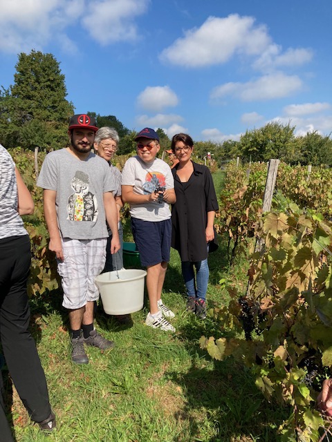 Les vendangeurs ont accueilli Fanny dans la vigne du Prémont