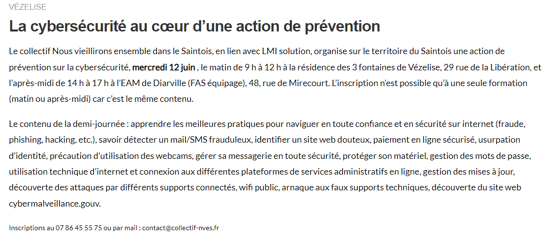 La cybersécurité au coeur d'une action de prévention La cybersécurité au coeur d'une action de prévention